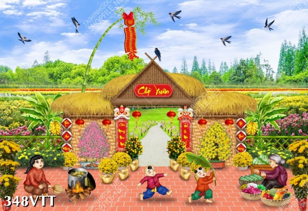 Giúp không gian trở nên tươi đẹp, tràn đầy sinh khí với tranh tết làng quê Việt