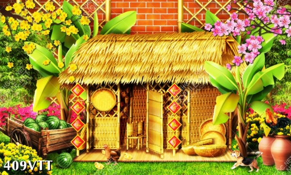 Tranh ngôi nhà tranh mang lại vẽ đẹp thơ mộng đầy tinh tế