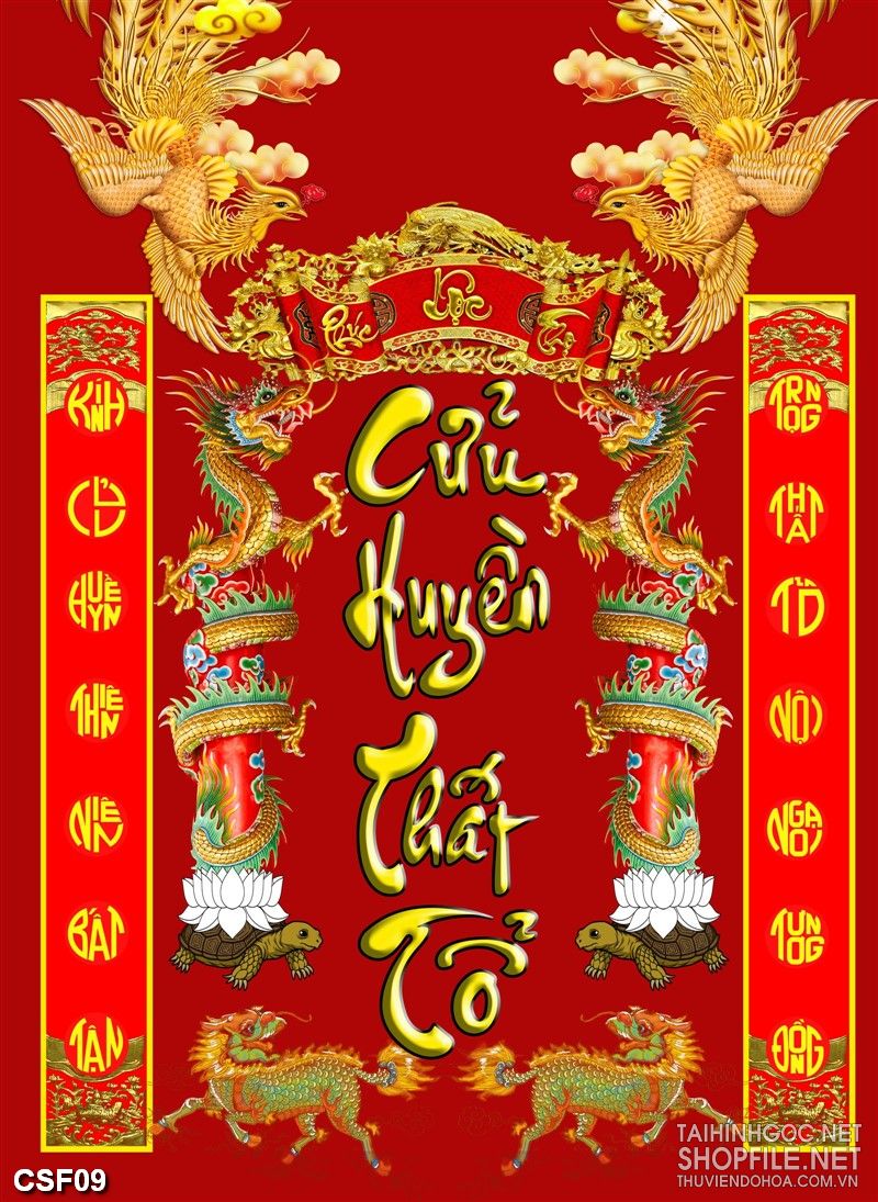 Tranh phòng thờ cửu huyền thất tổ rồng phụng