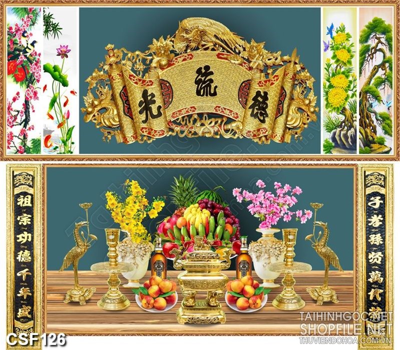 TRANH PHÒNG THỜ TỔ TIÊN ÔNG BÀ