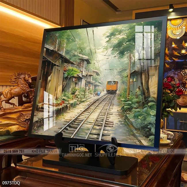 Tranh làng quê mùa lúa chín đẹp thanh bình