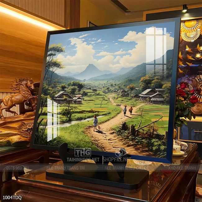 Tranh làng quê decor trang trí tường nhà