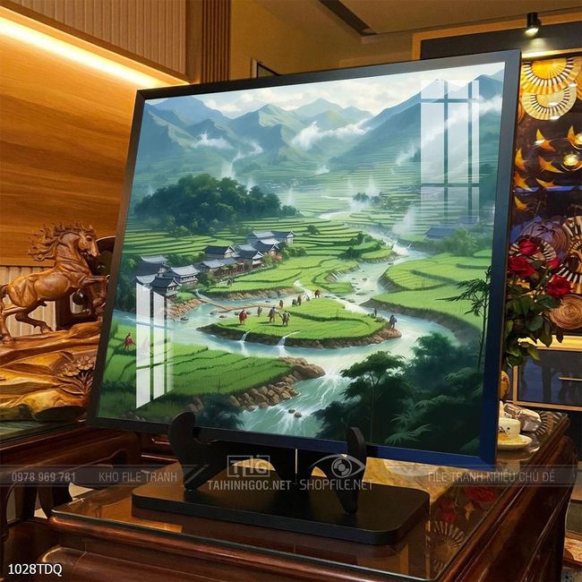 Tranh làng quê decor trang trí tường nhà