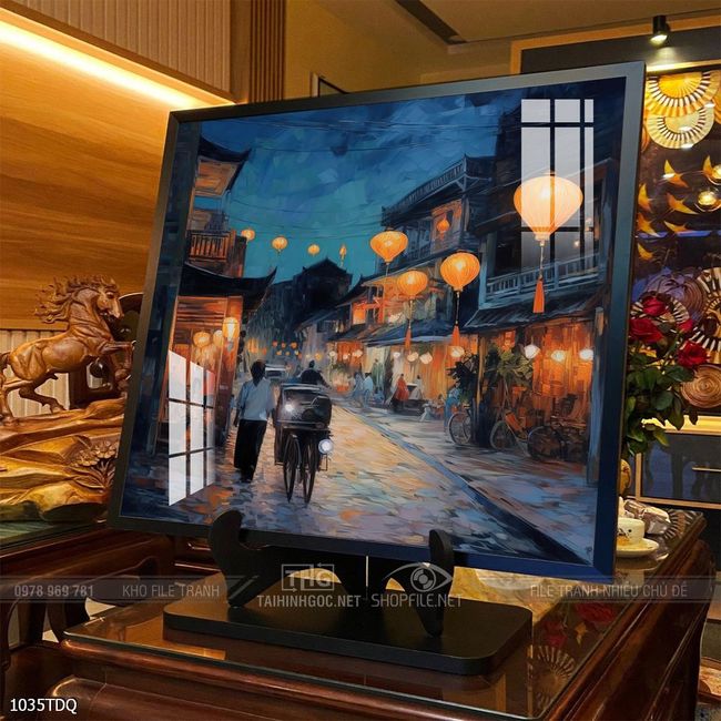 Tranh làng quê mùa lúa chín đẹp thanh bình