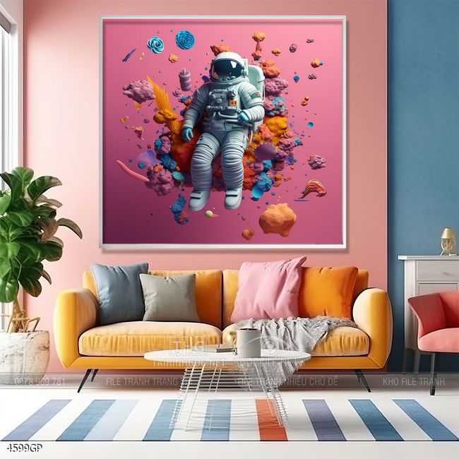 Tranh phi hành gia decor tường nhà