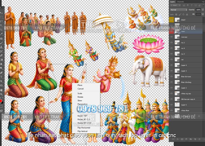 file nhan vat phat giao vuon lam ty ni tach lop layer in cat cnc