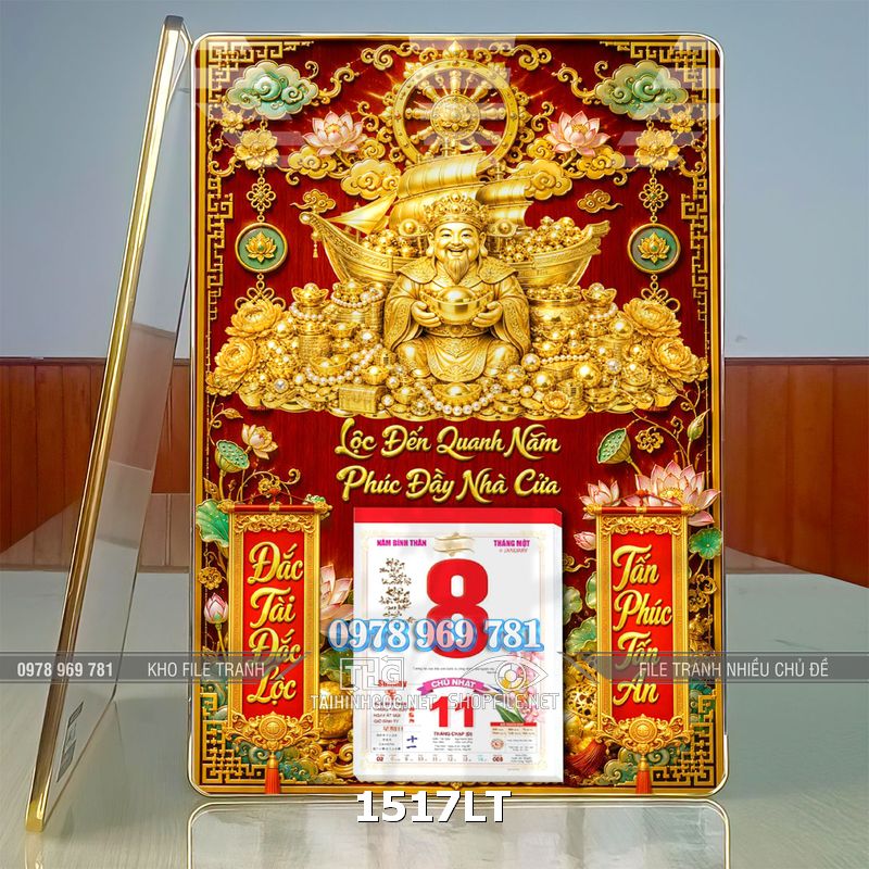 File lịch Tết thần tài đón xuân thuận buồm xuôi gió 1517LT