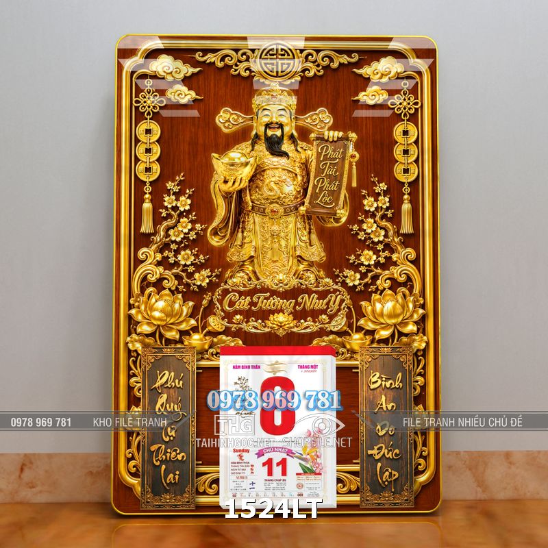 File lịch Tết ông thần tài psd in 3d 1524LT