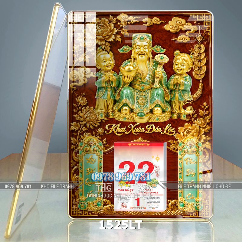 File đốc lịch Tết ông thần tài ngọc bích in 3d 1525LT
