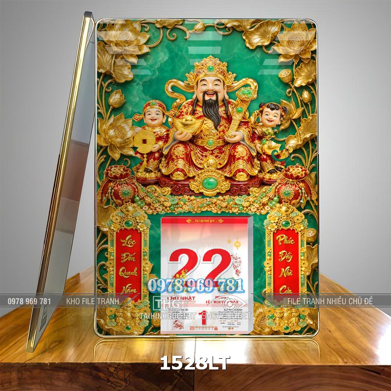 File lịch Tết thần tài in 3d tráng gương 1528LT
