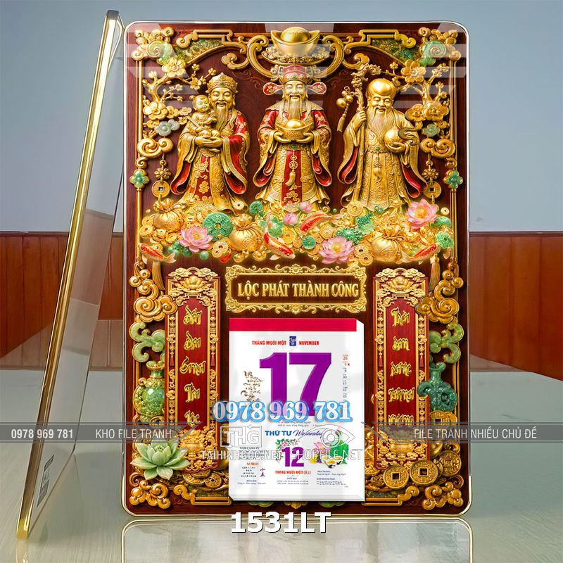 File lịch phúc lộc thọ tam đa tài lộc psd 1531LT