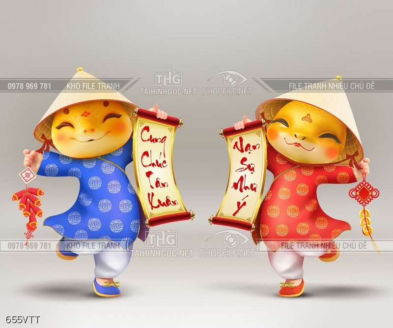 File psd cặp rắn vàng trang trí tết