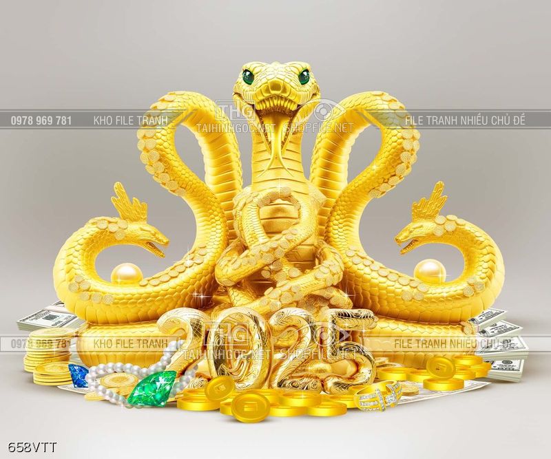 File psd rắn vàng tài lộc 2025