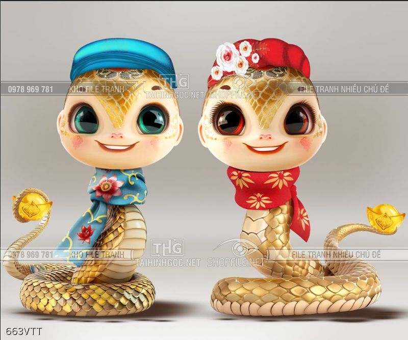 File psd cặp rắn mặc áo dài đón xuân mới