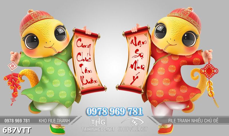 File vector psd Tết 2025 Rắn Vàng 687VTT
