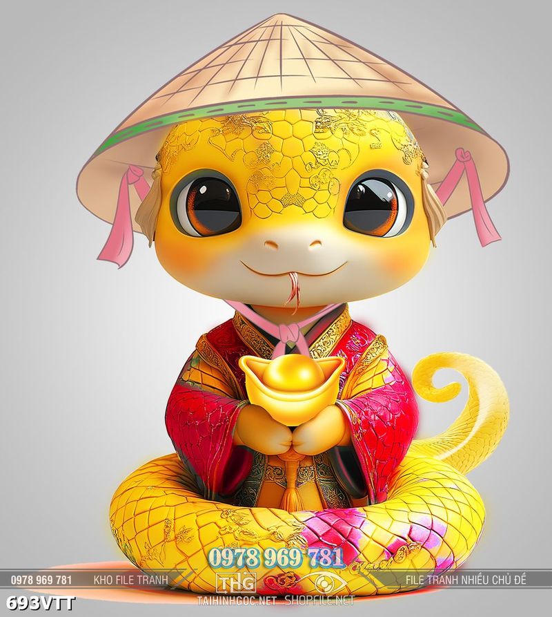 File vector psd Tết 2025 Rắn Vàng 693VTT