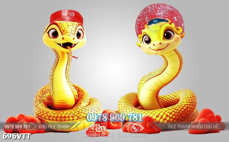 File vector psd Tết 2025 Rắn Vàng 696VTT