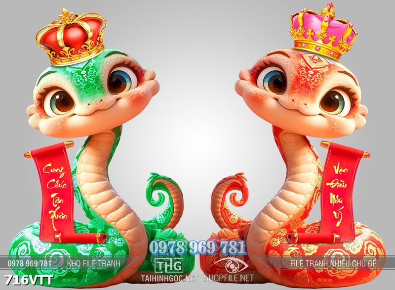 File vector psd Tết 2025 Rắn Vàng 716VTT
