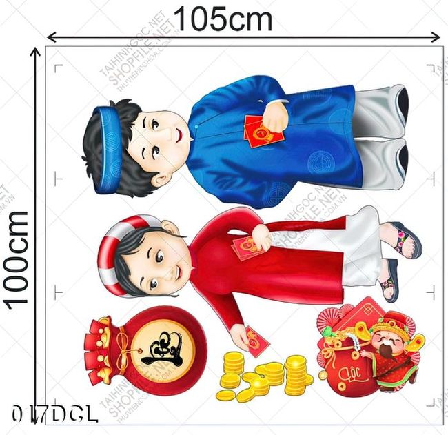 Decal mặc áo dài ngày tết dán kính