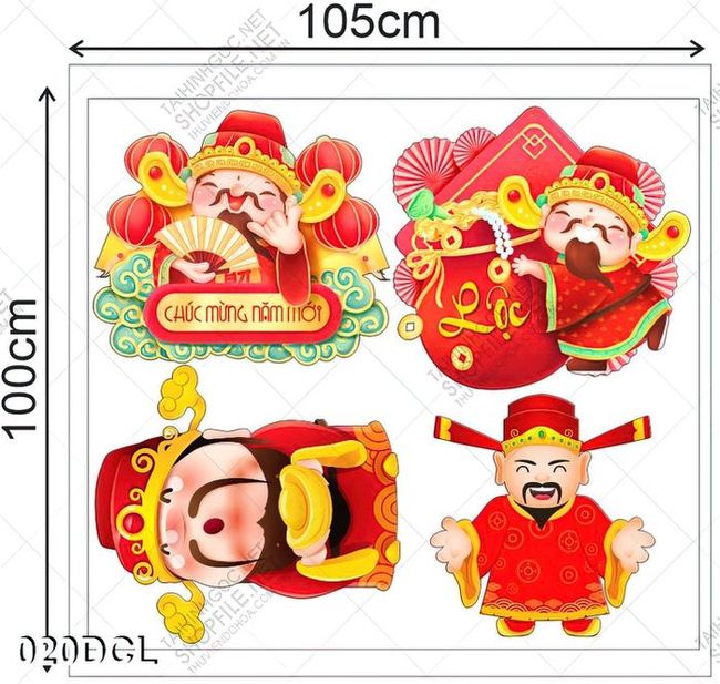 Decal thần tài đỏ đón tết