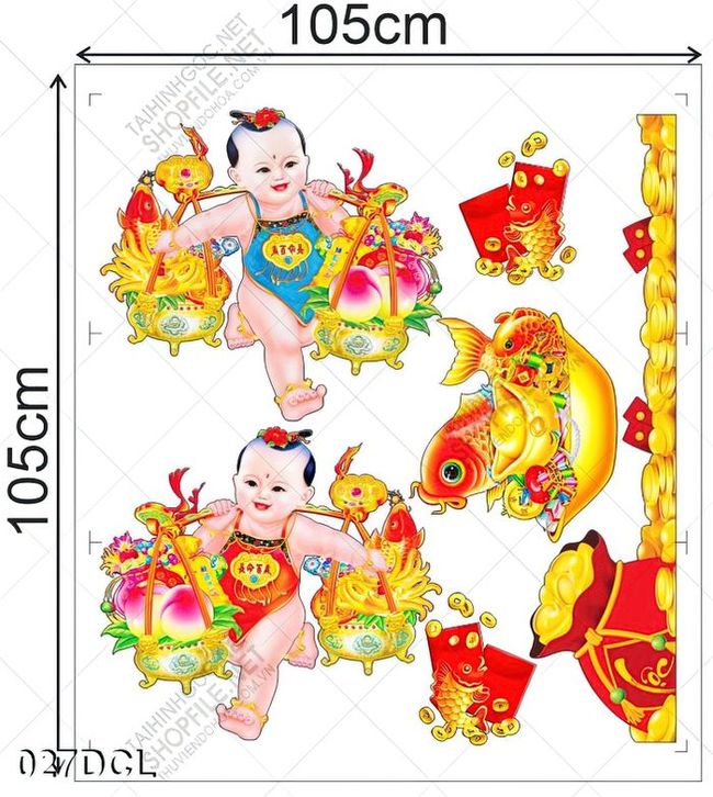 Decal em bé tiền vàng