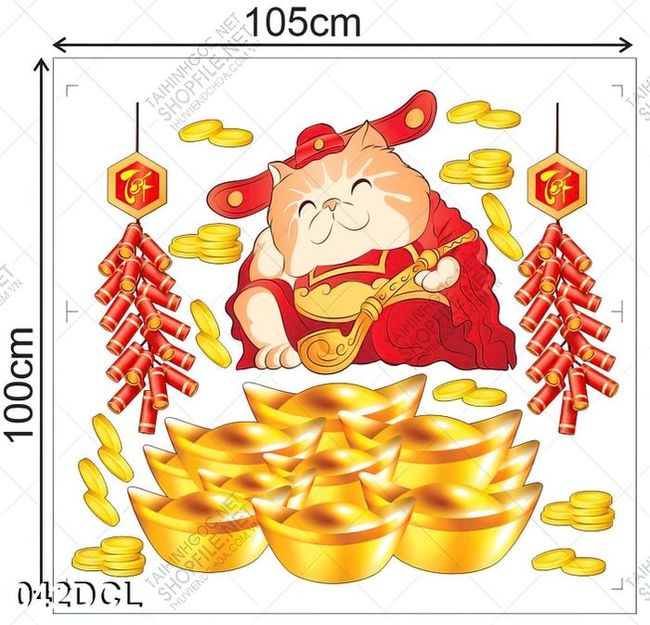 Decal mèo thần tài
