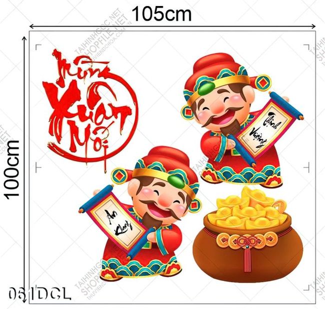 Decal ông thần tài mừng xuân mới
