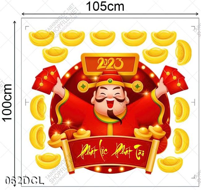 Decal phát lộc phát tài dán kính ngày tết
