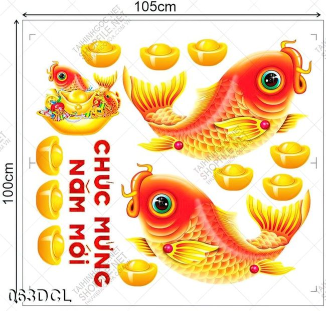 Decal cá chép vàng chúc mừng năm mới