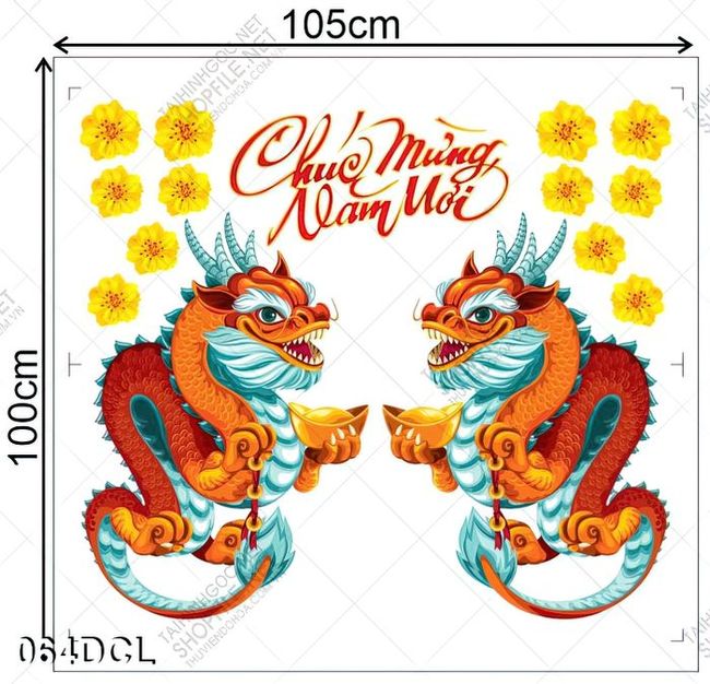 Decal cặp rồng chúc mừng năm mới