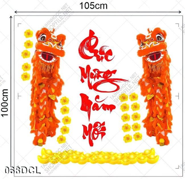 Decal chúc mừng năm mới dán kính đẹp
