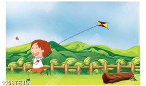 Tranh chú bé thả diều trên cánh đồng chất lượng cao