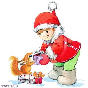 Tranh màu nước ông già noel