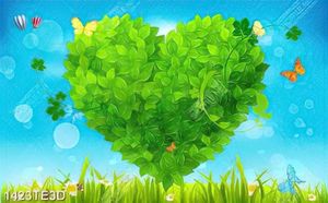 Tranh trái tim xanh dán tường đẹp