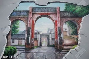 Tranh 3D cổng nhà quê