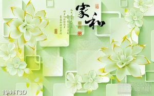 Tranh 3d treo tường những bông hoa giả ngọc màu xanh