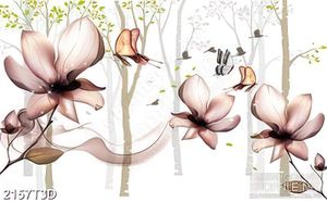 Tranh 3d treo tường bông hoa cánh mỏng trong khu rừng