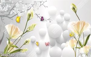 Tranh 3D hoa trang trí bếp đẹp trẻ trung