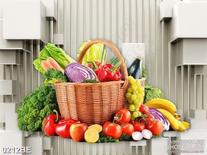 Tranh bếp giỏ rau củ treo tường in uv