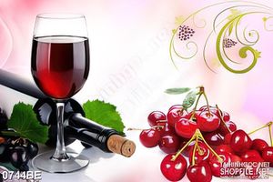 Tranh psd bếp rượu vang bên trái cherry