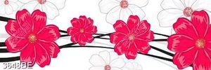 Tranh gạch in hoa trắng đỏ ốp tường bếp