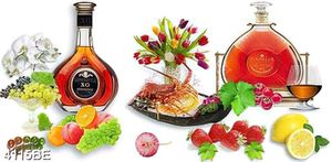 Tranh gạch  rượu và hoa quả ôp tường bếp