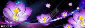 Tranh kính 3d bông hoa tím treo ốp bếp