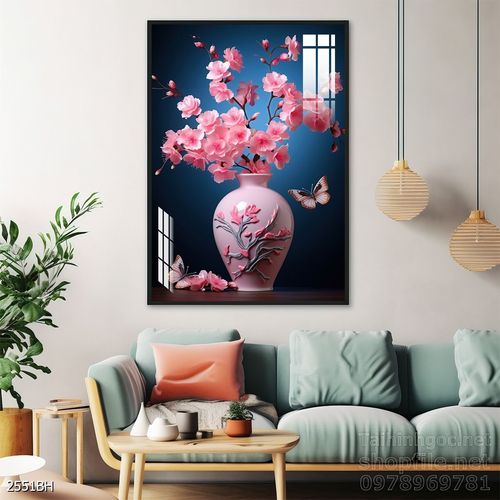 Tranh bình hoa độc đáo trang trí phòng khách 