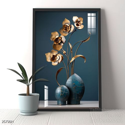 Mẫu tranh bình hoa nghệ thuật decor tường 