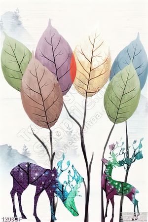 Tranh những chiếc lá sặc sỡ màu treo tường quán cà phê