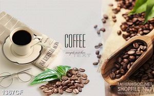 Tranh cà phê in uv tách cà phê và tờ báo mới trên chiếc bàn trắng