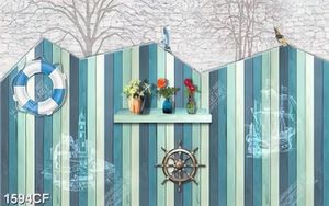 Tranh những bình hoa nhỏ trên bức tường màu xanh
