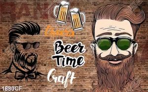 Tranh vẽ ly bia giải khát trên tường quán cafe