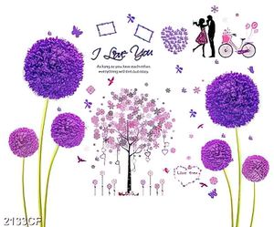 Tranh dán tường hoa bồ công anh màu tím
